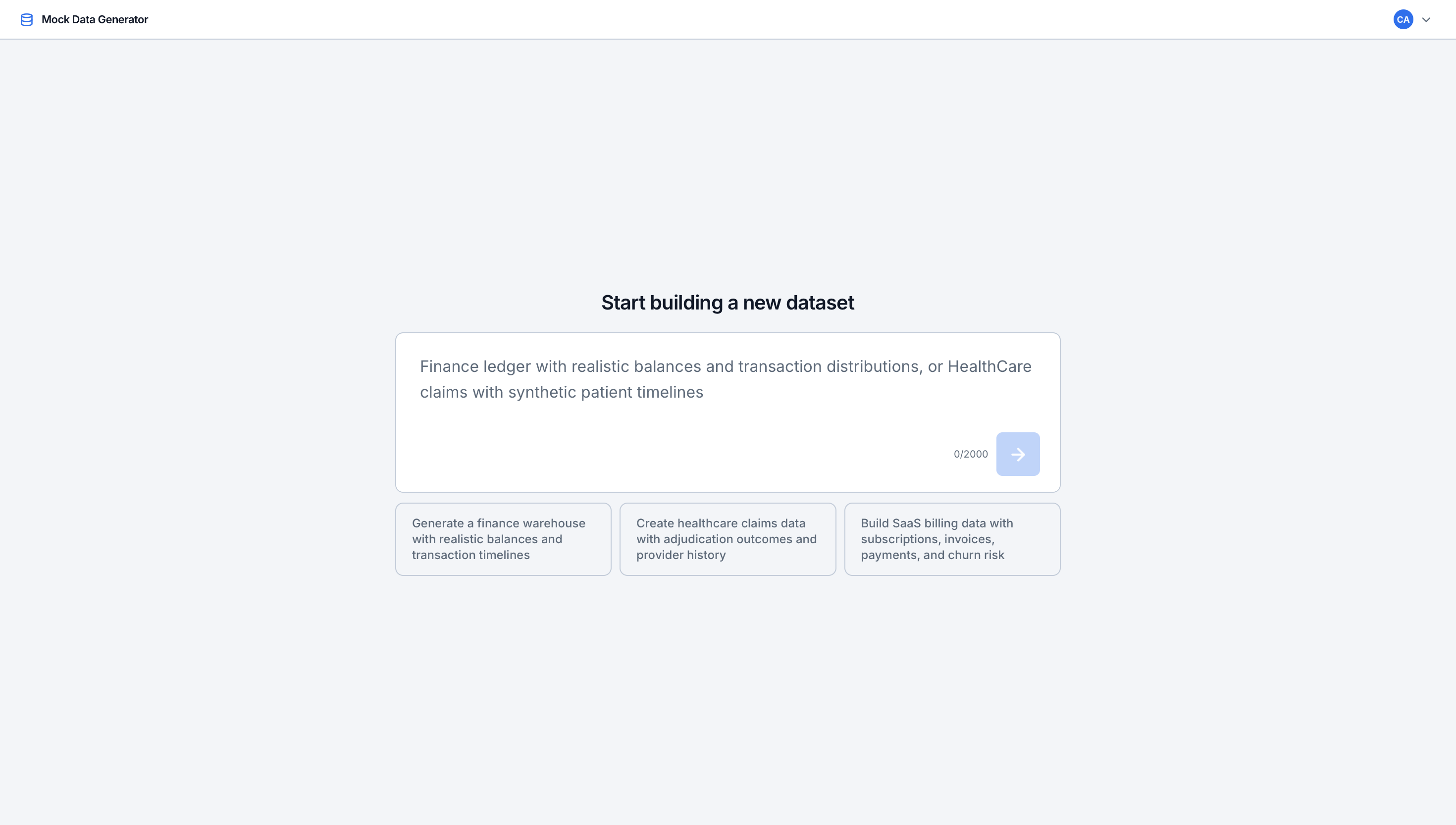 Start building your mock data with natural language